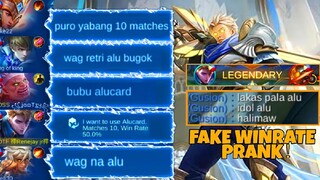 ALUCARD FAKE WINRATE PRANK!MY TEAM SHOCKED! WTF AUTO1 HITLESLEY| MLBB