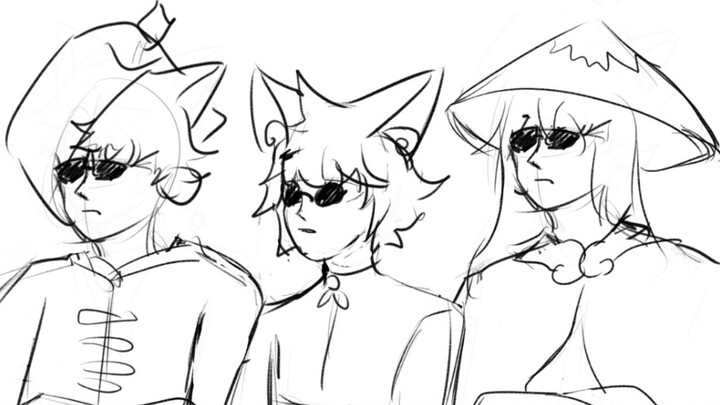 【手书描改／京剧猫／武白修】朝你大胯捏一把