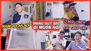 MÌNH ĐÃ NHẬN NÚT BẠC ♥️ Mang về nhà cũ, ra Schannel Hà Nội khoe ngay sếp Huy NL | maybayvlog