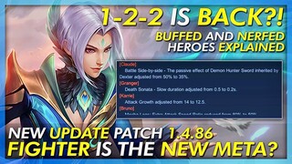 MLBB NEW UPDATE PATCH 1.48.86 BUFF AND NERFED HEROES EXPLAINED. MARKSMAN OUT OF META? 1-2-2 IS BACK?