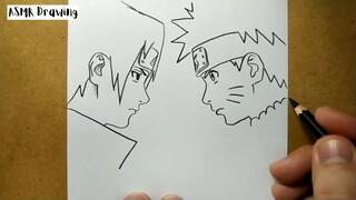 ASMR drawing Naruto ... VERY EASY ,, how to draw NARUTO manga from japan