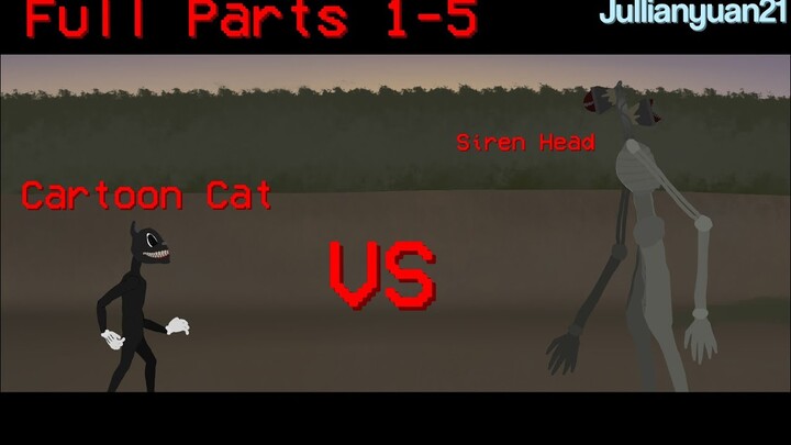 Cartoon Cat Vs Siren Head Full Part 1-5 | Trevor Henderson | Stick Nodes | Animation | Jullianyuan21