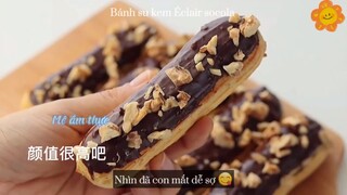 Bánh su kem Eclair socola 💕#nauankhongkho