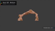SHOWCASE_ Cliff Medium Standa (PF Desert Pack) _ PSX Retrostyle Game Asset