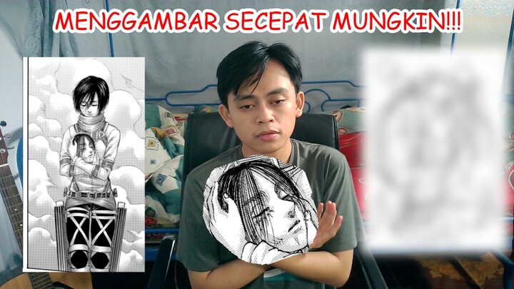 MENGGAMBAR TERCEPAT MIKASA MEMBAWA EREN!!!