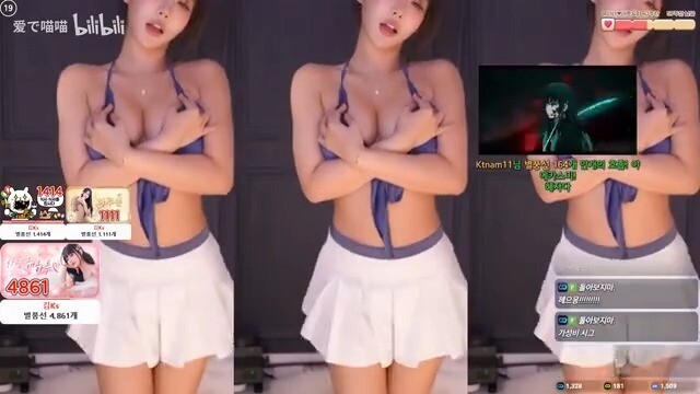 BJ Korea Han Lu — Tarian Panas dengan Pakaian Dalam Biru Meow (3)