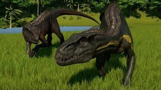 Jurassic World Evolution - 2 Indoraptor vs 2 Spinoraptor (1080p 60FPS)