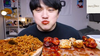 Mukbang mì cay Hàn Quốc siêu to với gà cay phần 6 #anngon