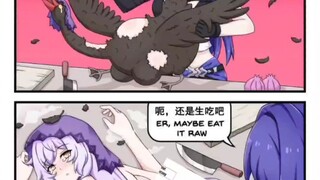 Honkai Impact Erchuang Huangquan memakan angsa panggang