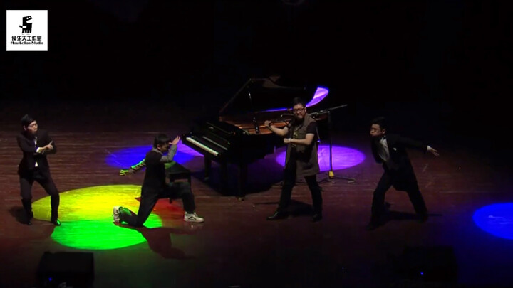 Dance-world puns—four of the Calabash Brothers perform a dance; the other three must have gone to re