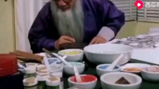 珍贵视频：张大千加州现场作画，漂亮夫人伴随研墨
