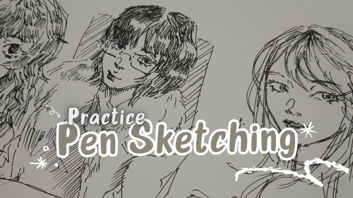 Late Night Pen Sketch Semi-ASMR | Practice with me!
