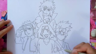 CARA MENGGAMBAR TIM 7 || MINATO KAKSHI OBITO RIN