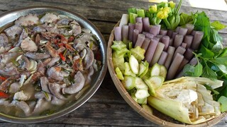 Ruột non chưng mắm cá lóc. Rổ rau 7 tỷ - Bin Đen Miền Tây # 247