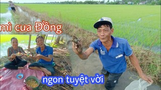 Vợ chồng Tư ra đồng bắt cua nấu mì ăn quá ngon