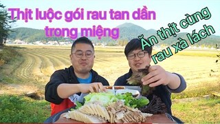 |16| THỊT HEO BÔNG LUỘC GÓI RAU, MÓN ĂN ĐÊM CỦA HÀN QUỐC CÙNG MÙA THU CUỐI.(야식의꽃 보쌈 먹방)