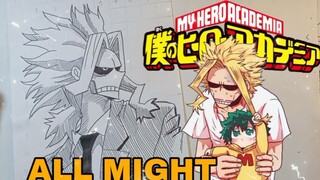 menggambar all might dari anime my hero academia