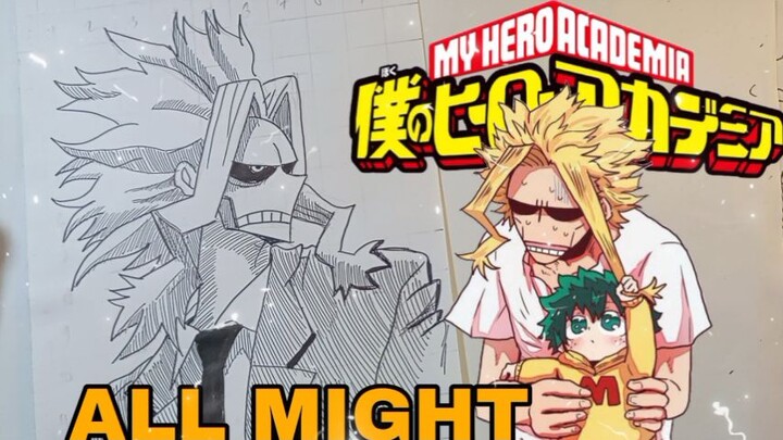 menggambar all might dari anime my hero academia