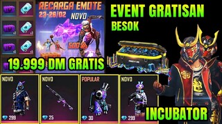 FREE FIRE - BOCORAN EVENT GRATIS, 19.999 DIAMOND GRATIS, INCUBATOR TERBARU, TOP UP BONUS