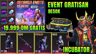 FREE FIRE - BOCORAN EVENT GRATIS, 19.999 DIAMOND GRATIS, INCUBATOR TERBARU, TOP UP BONUS