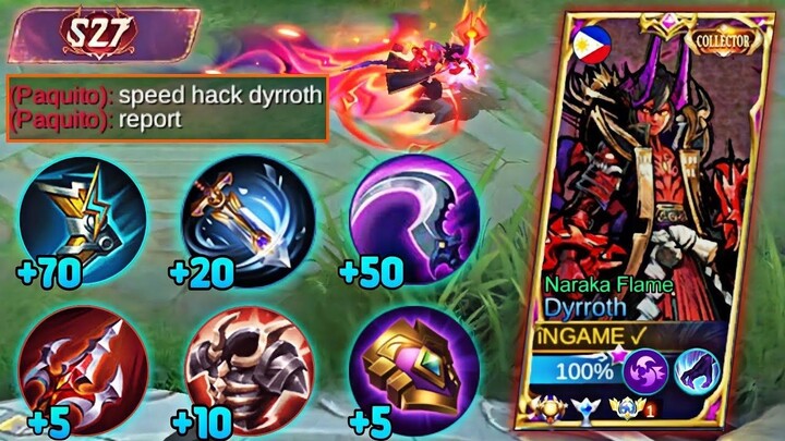NEW SEASON DYRROTH NARAKA FLAME NEW INSANE FULL SPEED BUILD!! (SPEED DAMAGE HACK