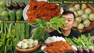 MUKBANG JENGKOL MENTAH  LALAPAN BATANG PEPAYA MENTAH IKAN KEMBUNG BALADO PEDAS + review scarlett
