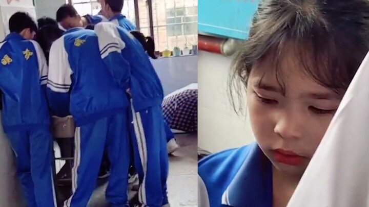 Little sister, overwhelmed by her homework, bursts into tears and runs upstairs to find her older br