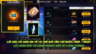 Free Fire| Lời xin lỗi anh em về thẻ đổi tên Free - Chỉ free 1 nửa thôi - Bom keo và hành động 9kc