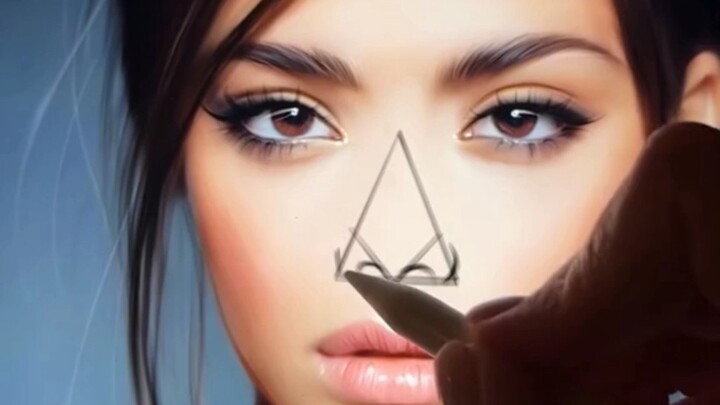 Draw the nose with a triangle