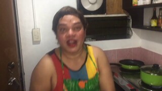Nagbigay ng tinapy kay kuya at nag luto ako ng gulay na law oy