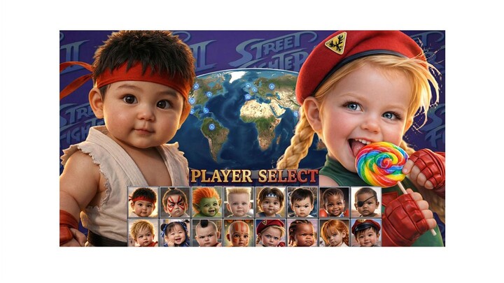 Super Street Fighter II Turbo – AI-Generated Cute Baby Version with All Characters, for Your Enjoyme