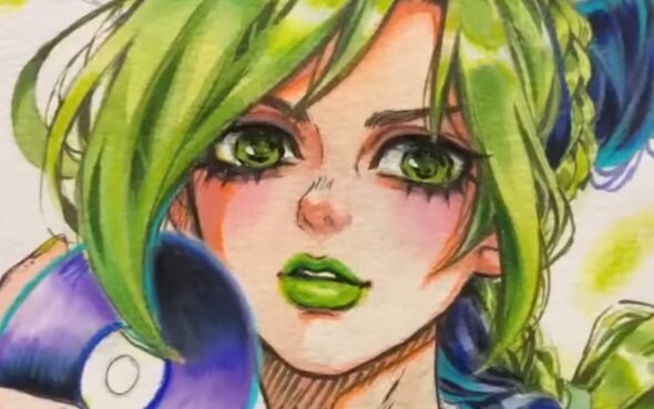 [Cat Air] Lihat pakar menggambar Jolyne Cujoh dari JoJo menggunakan sihir air!