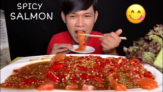 MUKBANG ASMR EATING SALMON WITH SAUCE SPICY | eating show ( 50 Chili Sauce )