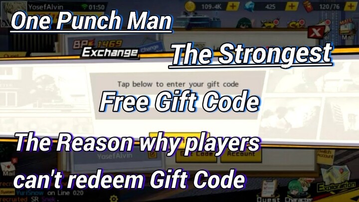 One Punch Man Gift Code | The Reason Why You can't Redeem Gift Code - One Punch Man The Strongest