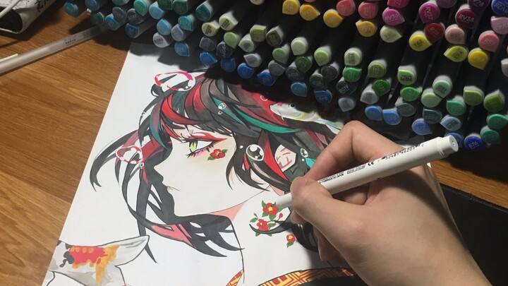 [ไลฟ์สไตล์] สเน่ห์ของสีมาร์คเกอร์【ขั้นตอนลอกแบบสีมาร์คเกอร์ของถูหลิง】
