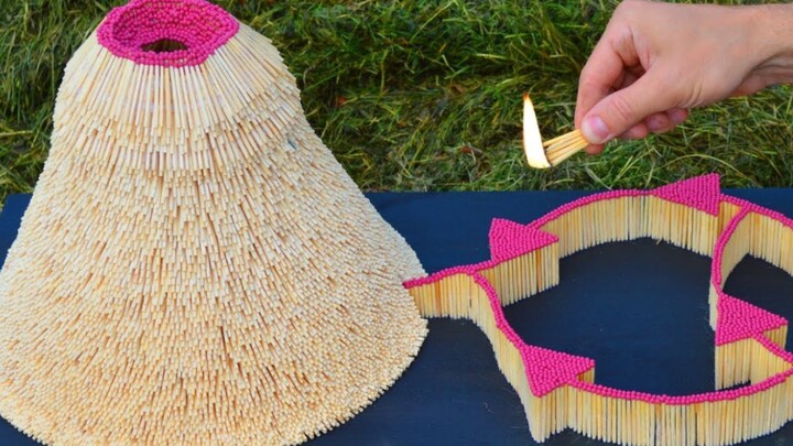【Life】Making a volcano from 40,000 match sticks