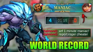 ROGER MANIAC IN 1 MINUTE THIS NEW SEASON | WORLD RECORD!?! | MLBB