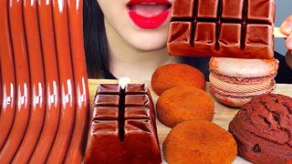 ASMR CHOCOLATE ICE CREAM ขนมช็อกโกแลต Mukbang 咀嚼音 JELLY NOODLES MOCHI MACARON MOST POPULAR MUKBANG