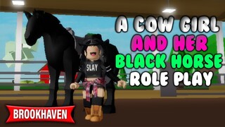 A COW GIRL & BLACK HORSE // Brookhaven rp