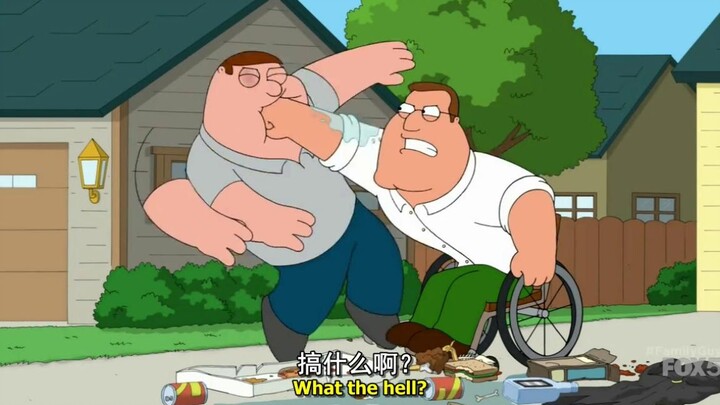Peter gets beat up happily [Family Guy]