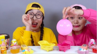 ăn Thức ăn màu hồng VS Thức ăn màu vàng#mukbang #asmrngon