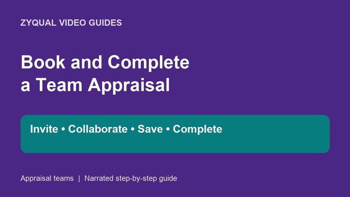 Zyqual: Book and Complete a Team Appraisal