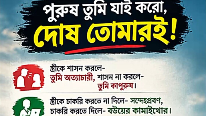 পুরুষ তুমি যাই করো দোষ তোমারই। #motivation #hadisbangla #viral #reels #foryou