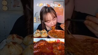 eating challenge 4🍗4🥟2kg🍝🔥 #asmr #eating #noodles #chicken #dumplings #food #shrots