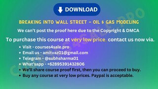 [https://Courses4sale.pro]Breaking Into Wall Street - Oil & Gas Modeling