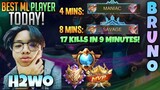 H2wo, “Best ML Player Today” | 4 MINS: Maniac, 8 MINS: Savage!, 9 MINS: 17 KILLS! | Bruno Gameplay