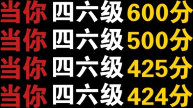 When you get 600 points in CET-4 or CET-6 vs 500 points vs 425 points vs 424 points