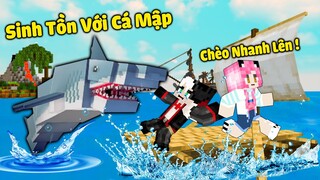 MỀU THỬ THÁCH 2 NGÀY SINH TỒN TRÊN ĐẢO CÁ MẬP TRONG MINECRAFT*REDHOOD SỐNG CÙNG GIA ĐÌNH CÁ MẬP MCPE