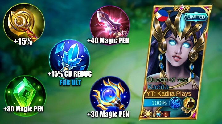 GLOBAL KADITA NEW BEST BUILD 99.9% EARLY TO LATE GAME BUILD 2022 | MLBB