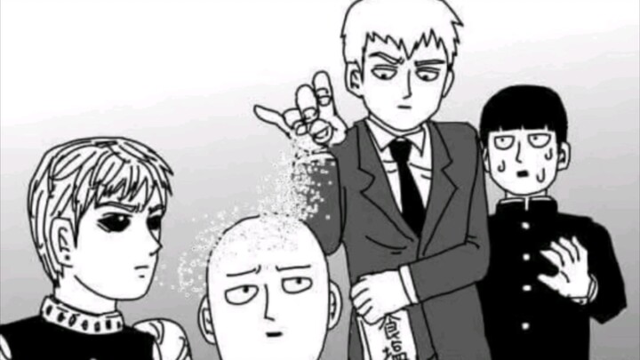 Gambar ucapan animasi "One Punch Man" dan "Mob Psycho 100" season 3 yang digambar oleh ONE, serta be